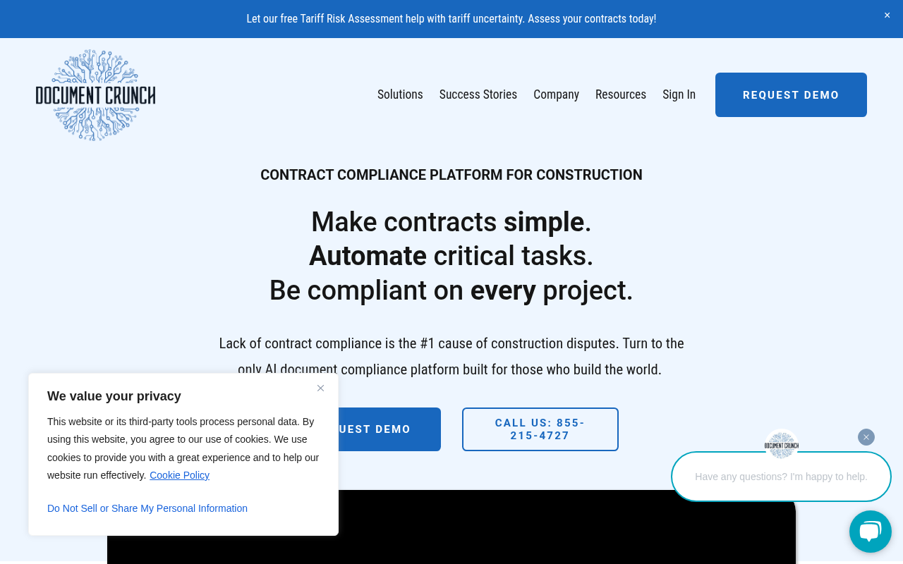 Screenshot of Document Crunch: AI-Powered Construction Contract Analysis