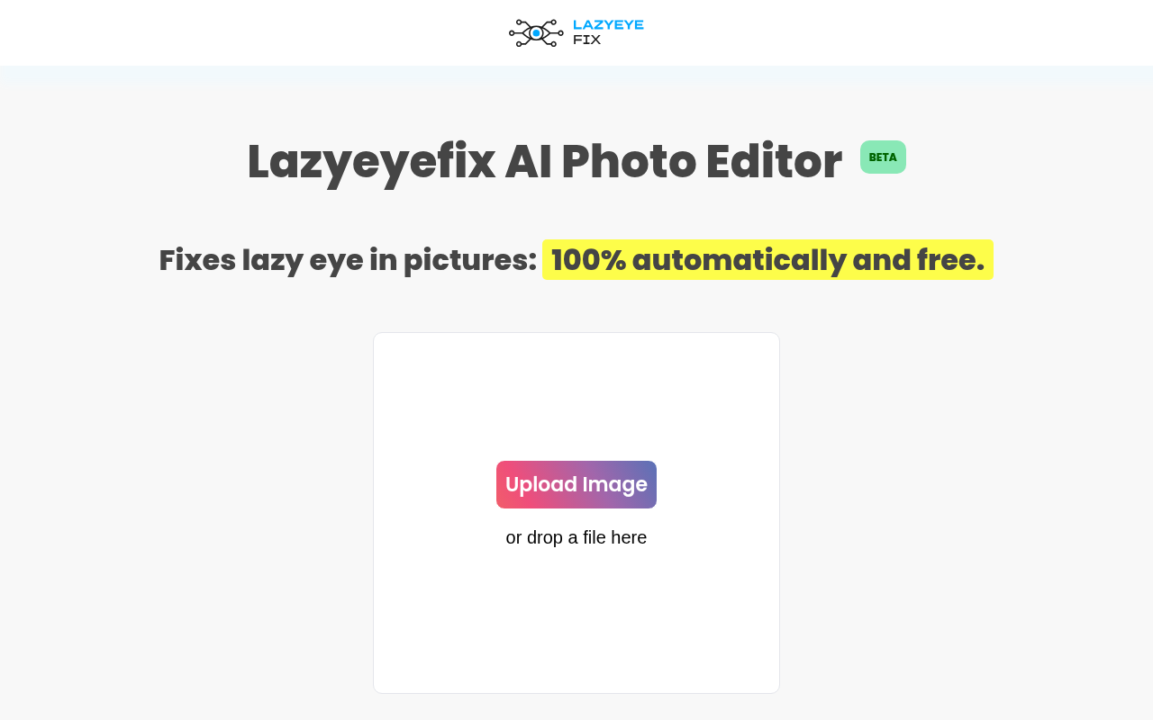 Screenshot of Lazyeyefix Photo Editor Review: AI-Powered Lazy Eye Correction