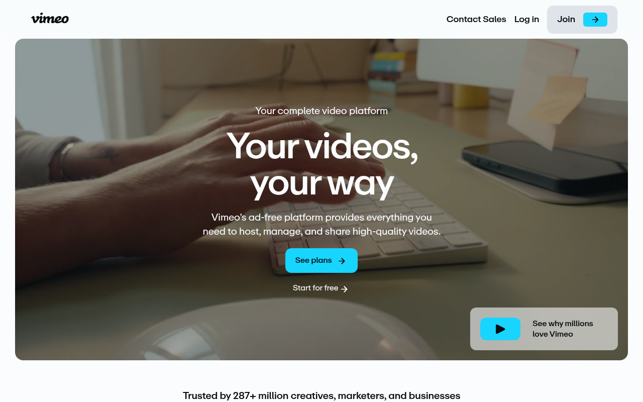 Screenshot of Vimeo: Unleash Your Video Potential with AI-Powered Tools