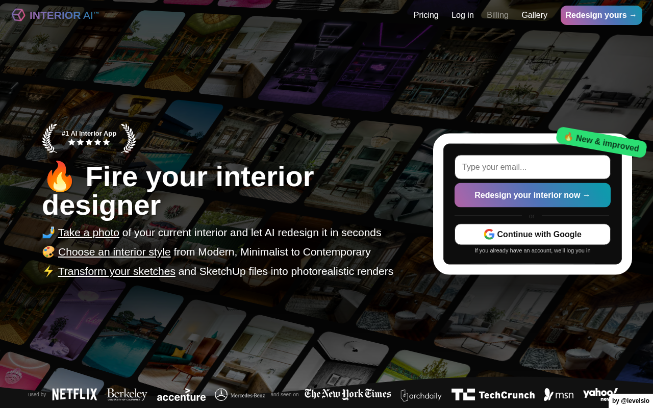 Screenshot of Interior AI: Your AI-Powered Interior Design and Virtual Staging Assistant