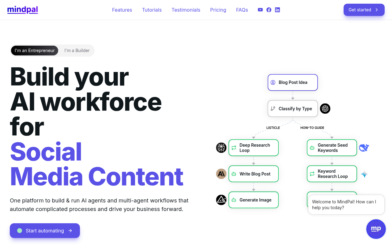 Screenshot of MindPal Review: AI Agents for Automation & Productivity