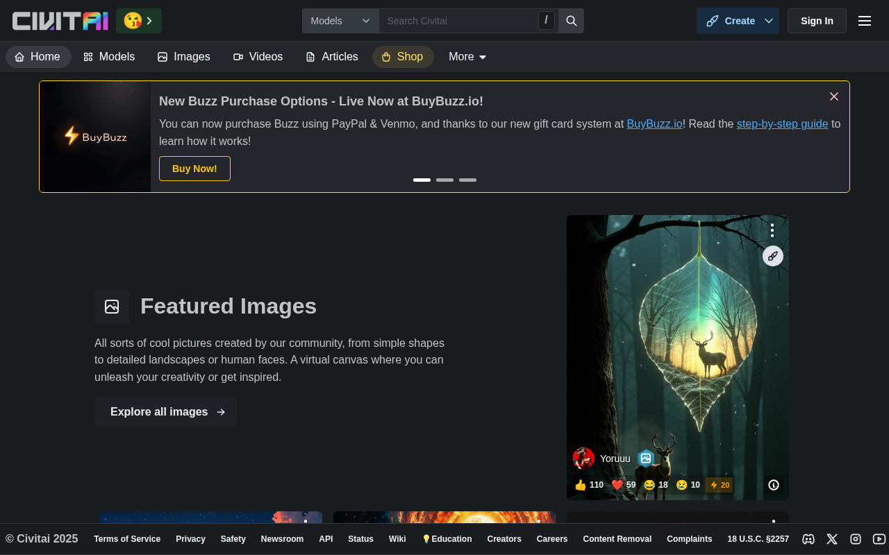 Screenshot of Civitai: Unleash Your AI Artistry with Community-Driven Models