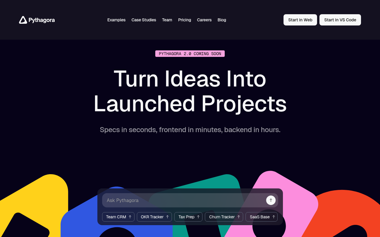 Screenshot of Pythagora AI: From Idea to Launched App, Fast