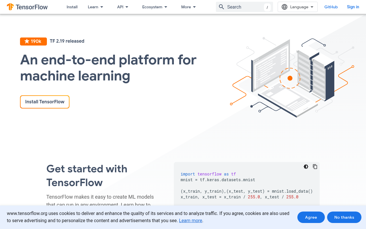 Screenshot of TensorFlow: The Open Source Machine Learning Powerhouse