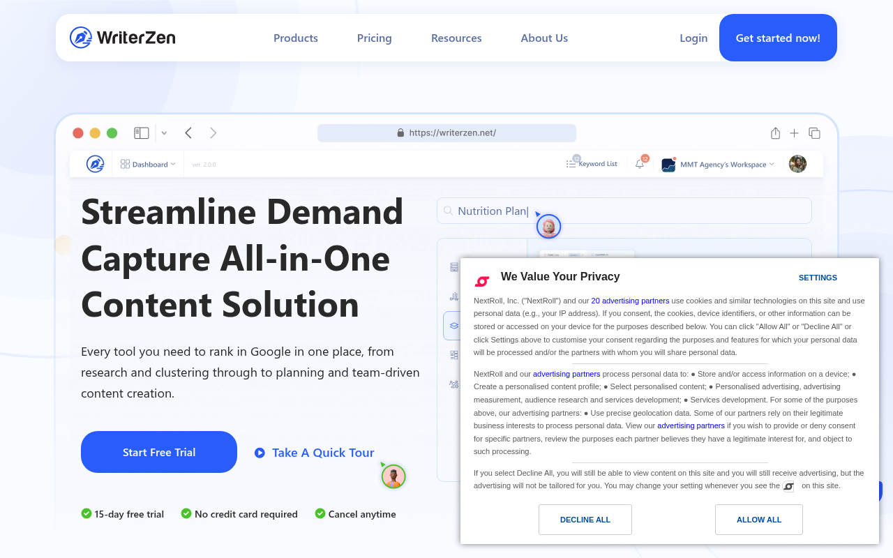 Screenshot of WriterZen: Your All-in-One SEO Content Creation Suite