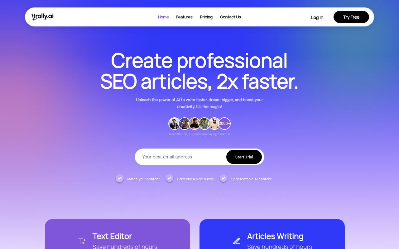 Screenshot of Trolly.ai: Supercharge Your Productivity with AI Automation