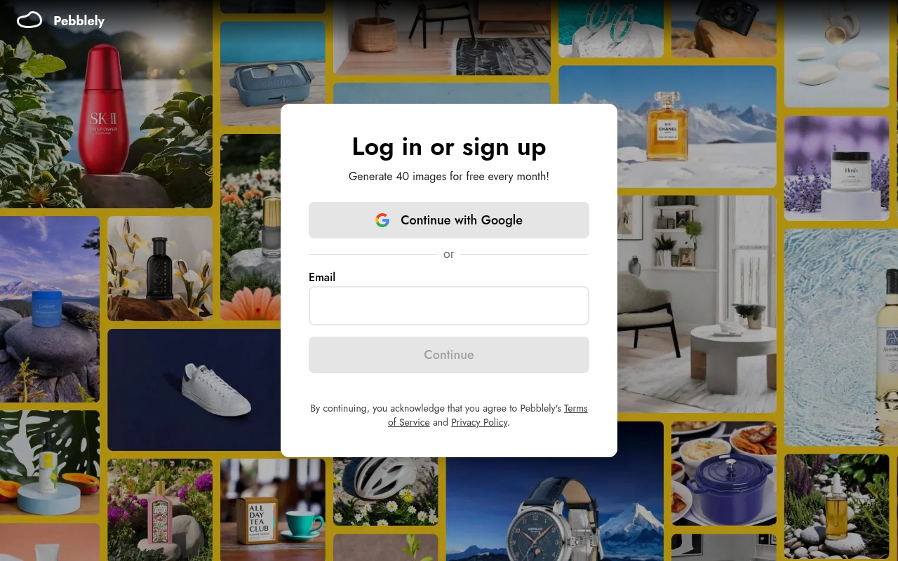 Screenshot of Pebblely AI: Effortless Product Backgrounds for E-commerce