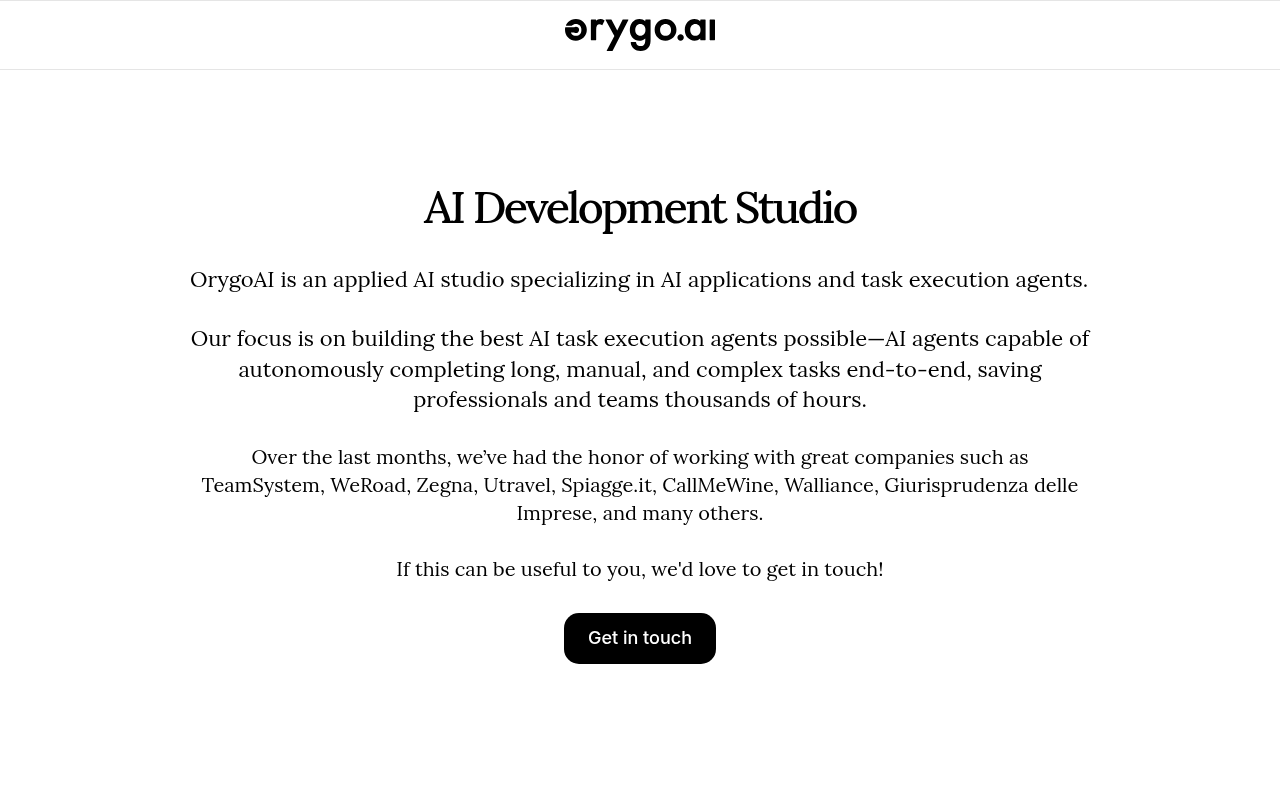 Screenshot of OrygoAI: Unleash Deep Research with AI Agents