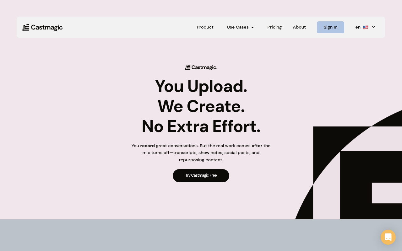 Screenshot of Castmagic: AI-Powered Audio Content Repurposing