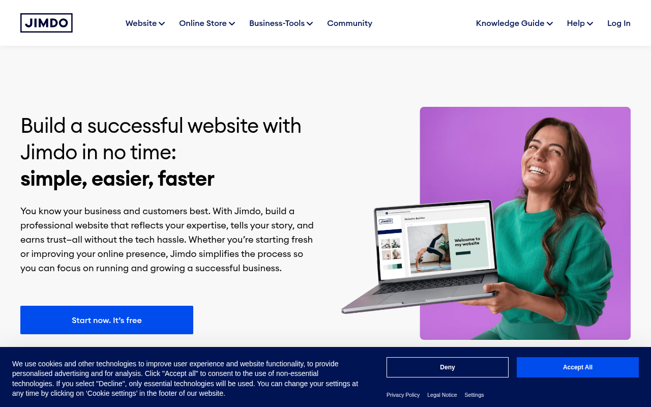 Screenshot of Jimdo Review: The All-in-One Solution for Small Business Websites