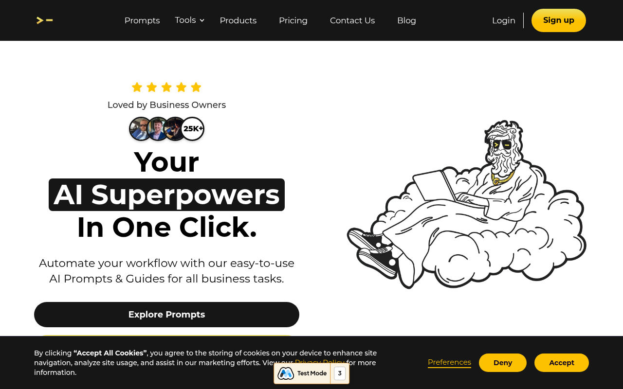 Screenshot of God of Prompt: Unleash AI Power with 30,000+ Prompts