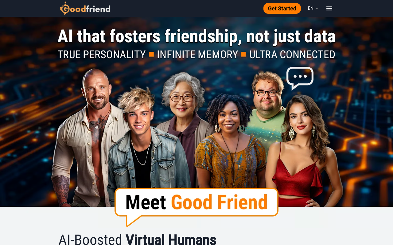 Screenshot of GoodFriend AI: Your Human-Like Virtual Companion and Productivity Assistant