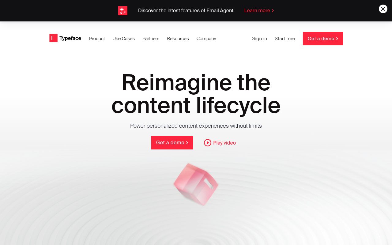 Screenshot of Typeface AI: Scale Your Marketing with Personalized, On-Brand Content