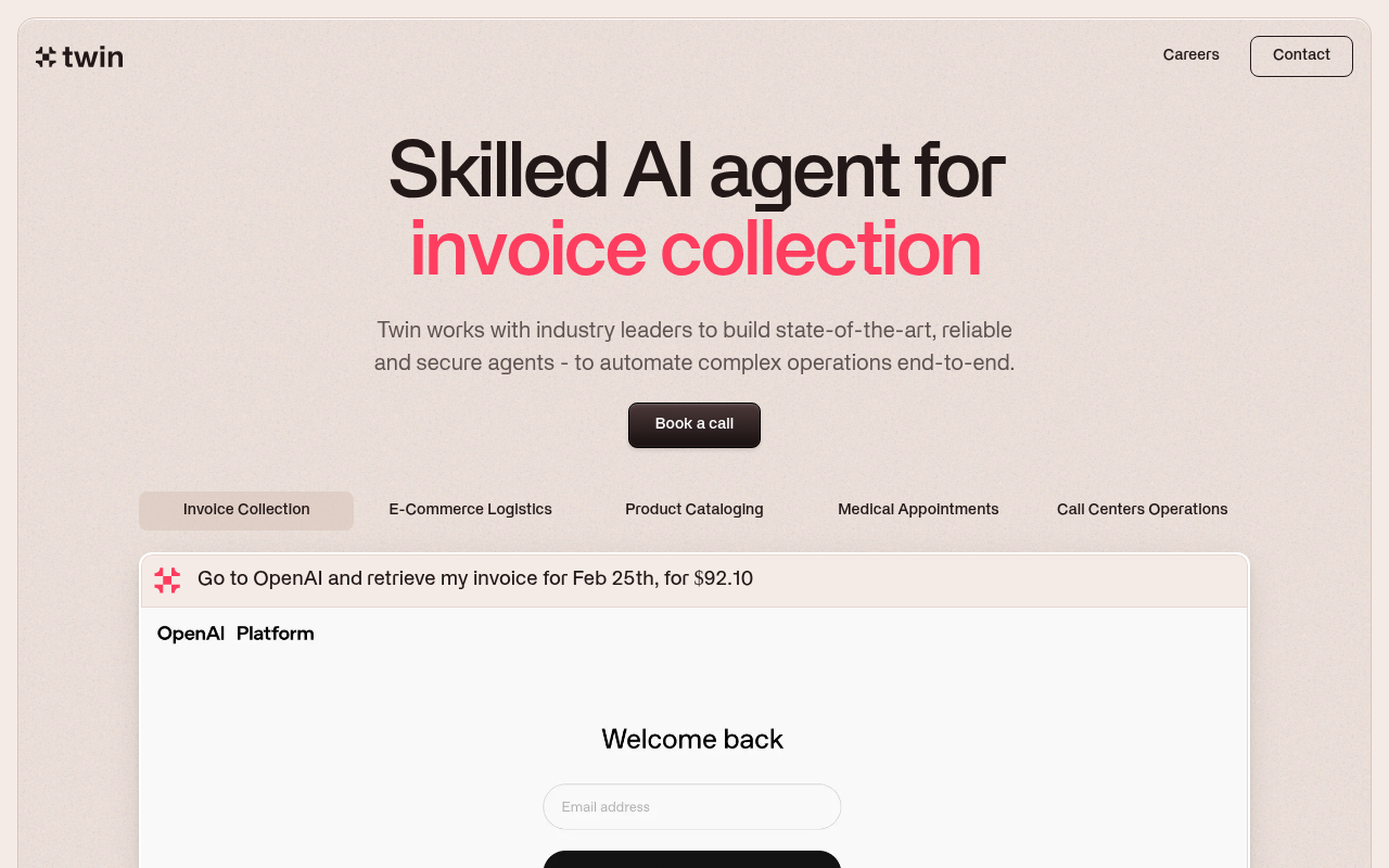 Screenshot of Twin AI: Unlock Actionable Intelligence with Agentic AI
