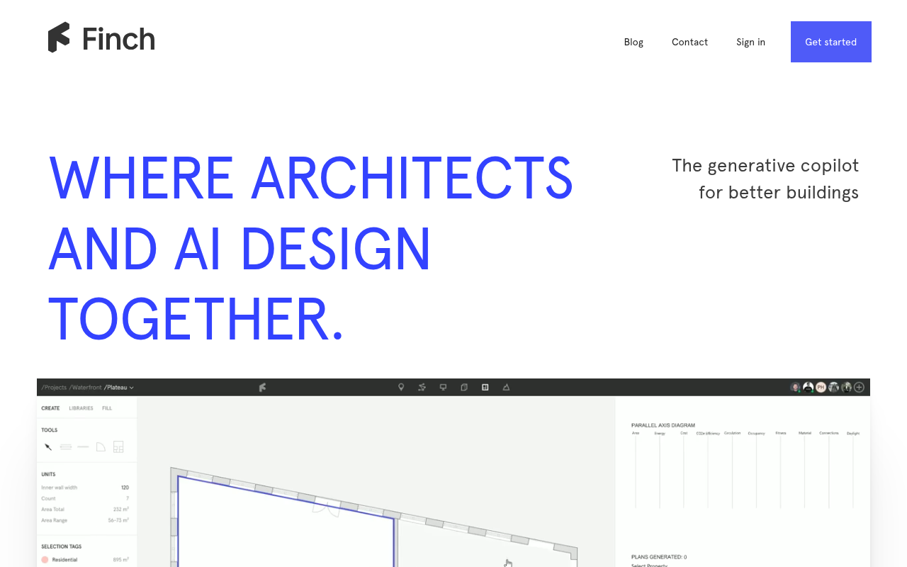 Screenshot of Finch AI: Revolutionizing Architectural Design with AI