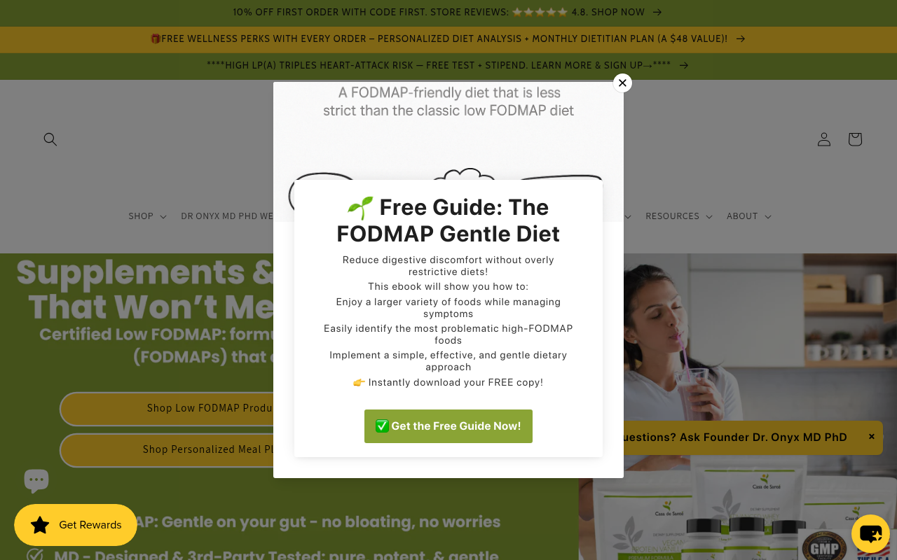 Screenshot of Casa de Sante: Your Go-To for Low FODMAP Health & Beauty