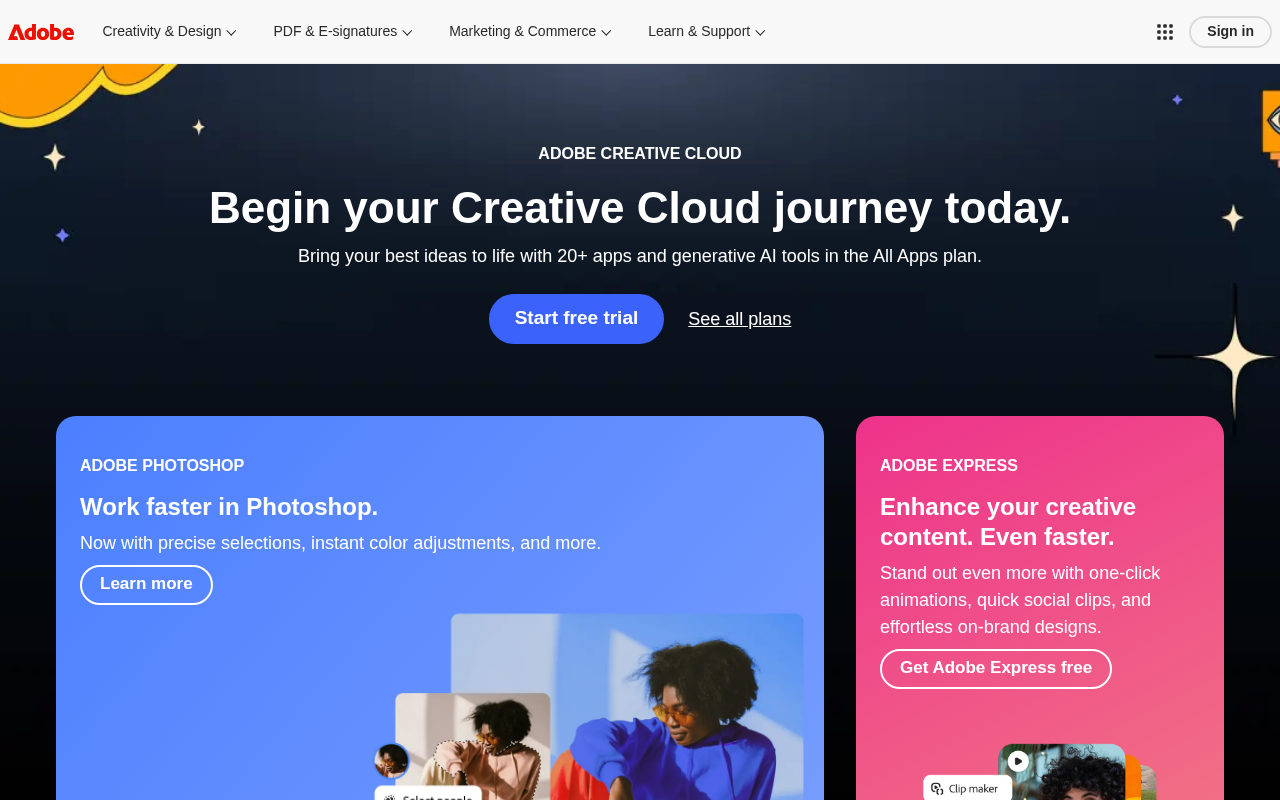 Screenshot of Adobe: Unleash Your Creative Potential with AI-Powered Design