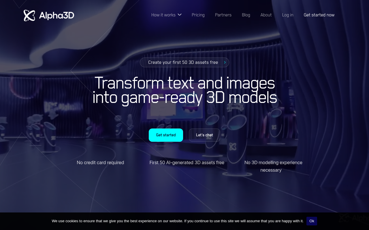 Screenshot of Alpha3D: AI-Powered 2D to 3D Model Generation