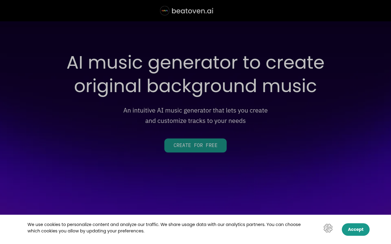 Screenshot of Beatoven.ai: AI-Powered Music for Creators