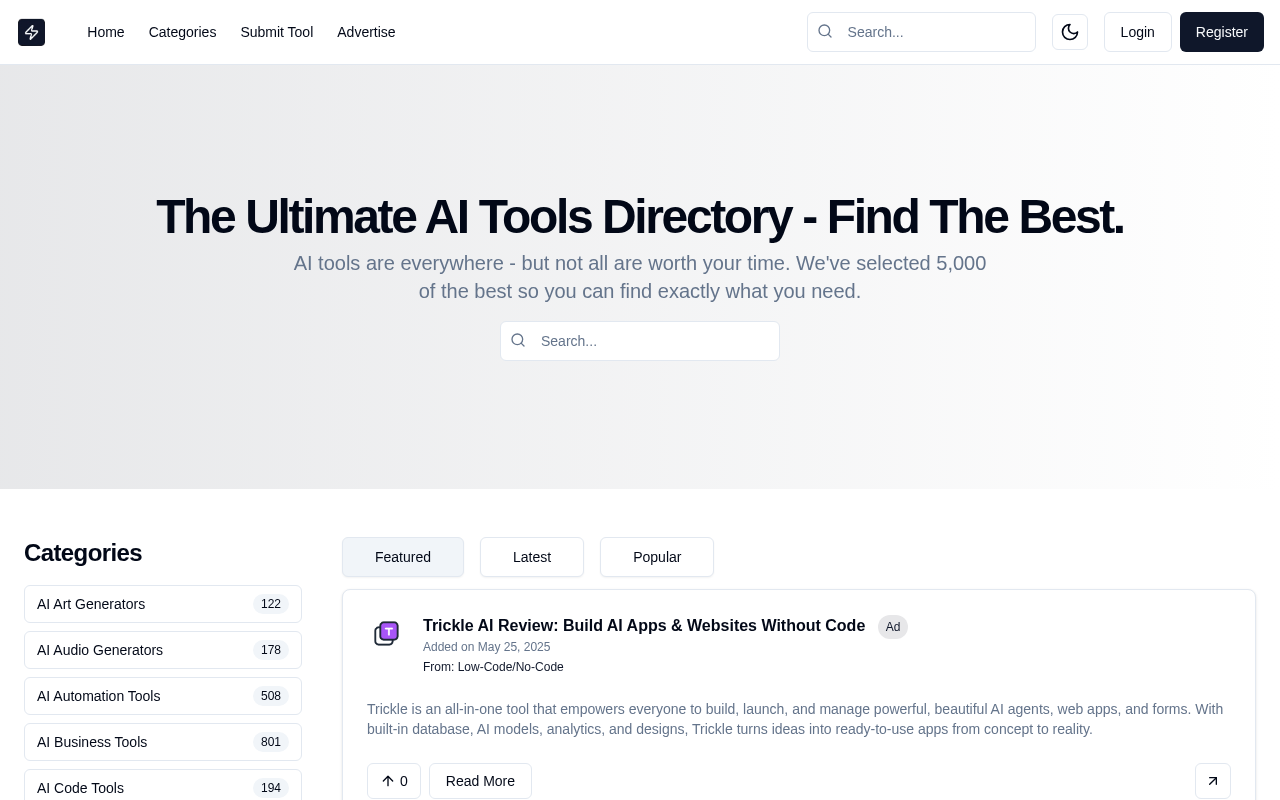 Screenshot of AI Tool Finder: Discover, Compare, and Master the World of AI