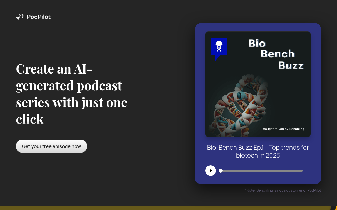 Screenshot of PodPilot AI: Your Shortcut to Effortless Podcast Creation