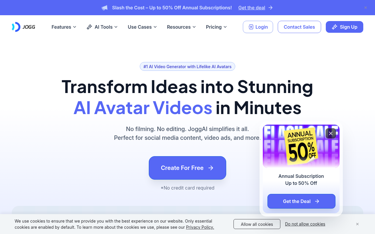 Screenshot of JoggAI: Unleash AI-Powered Video Ads with Lifelike Avatars