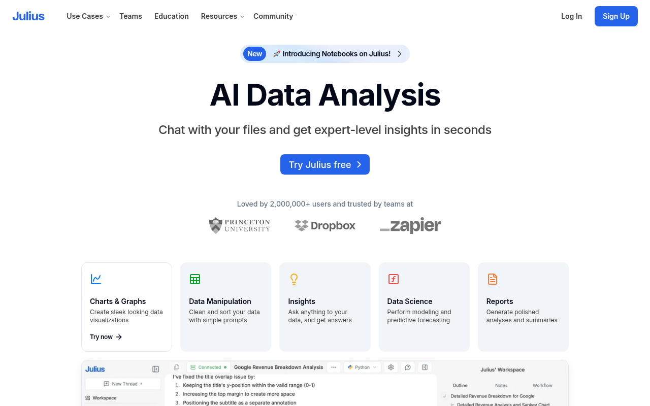 Screenshot of Julius AI: Your Data's New Best Friend