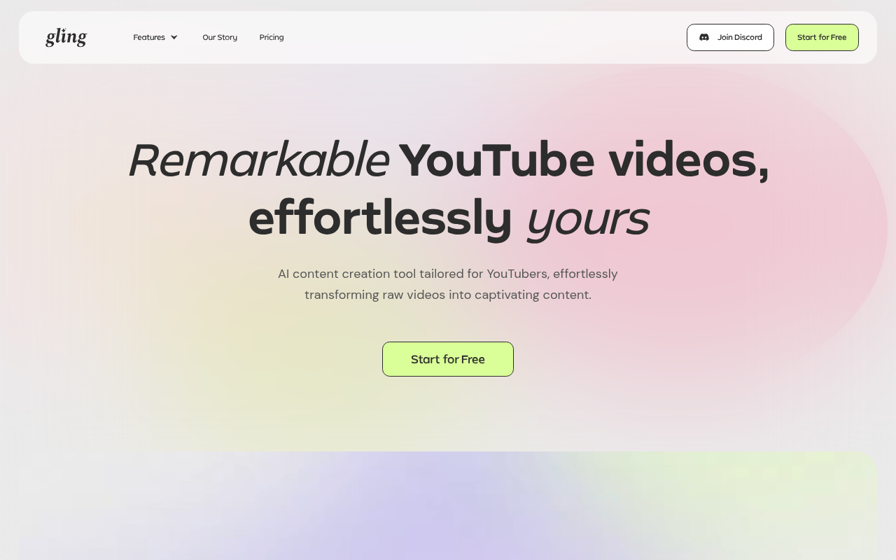 Screenshot of Gling AI: Revolutionizing YouTube Video Editing with Artificial Intelligence