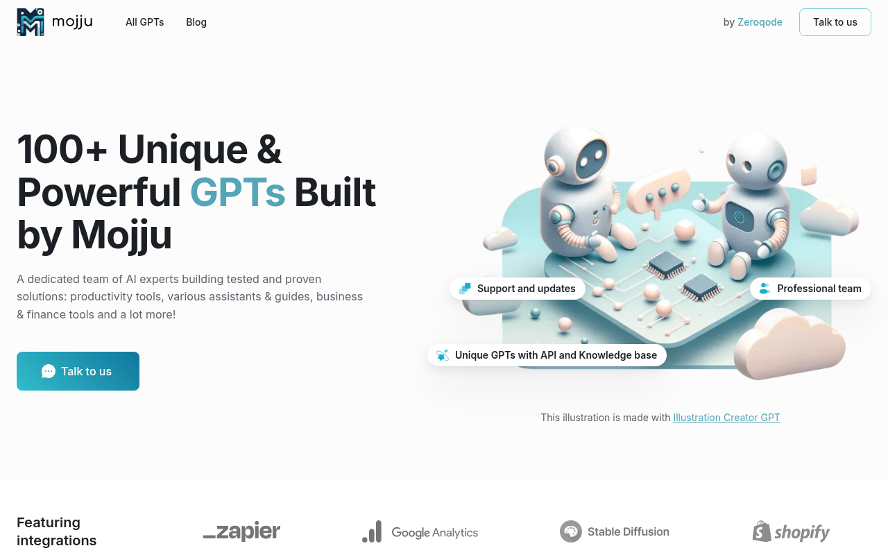 Screenshot of Mojju: Your AI-Powered GPT Toolkit for Every Need