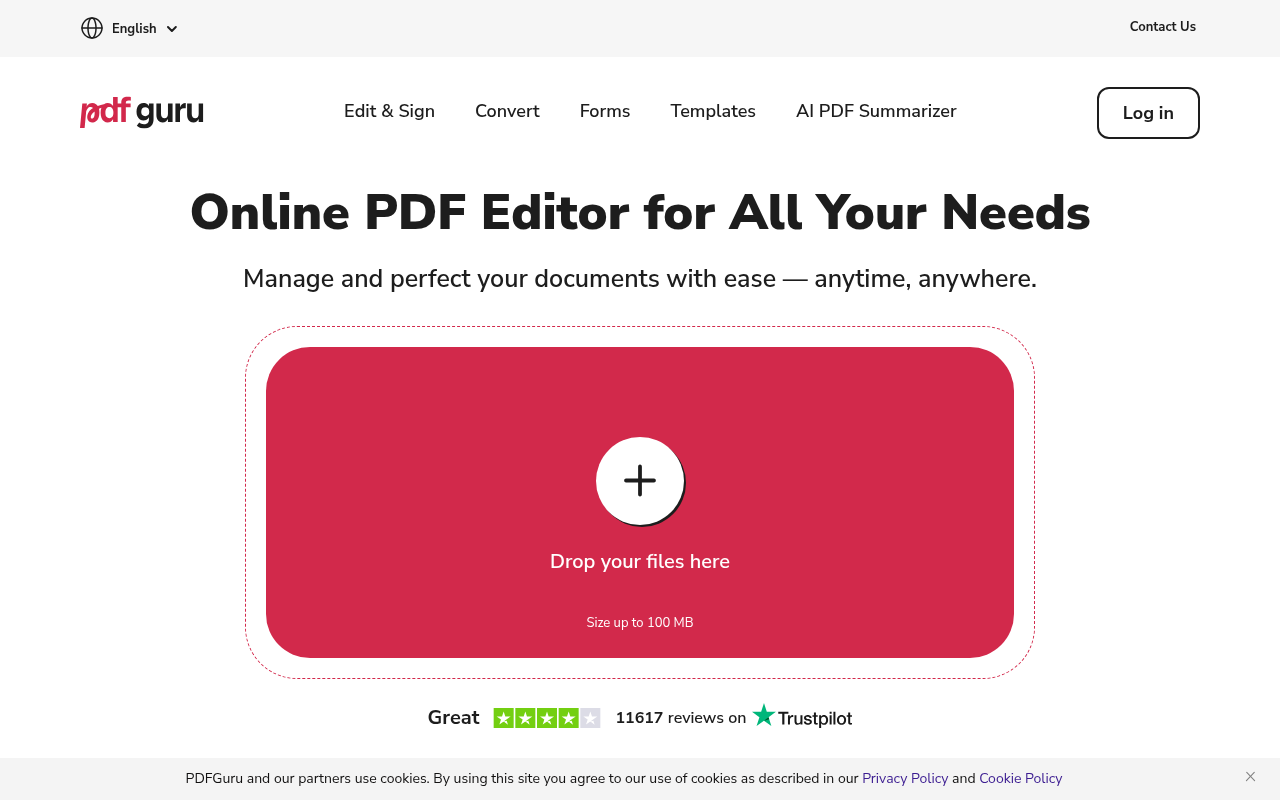 Screenshot of PDF Guru: Your All-in-One Online PDF Solution