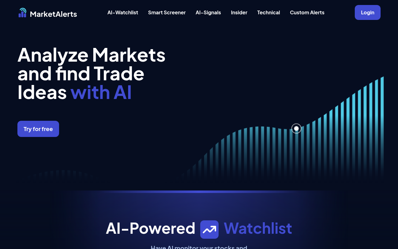Screenshot of MarketAlerts: AI Stock Signals & Analytics - Your Edge in Trading