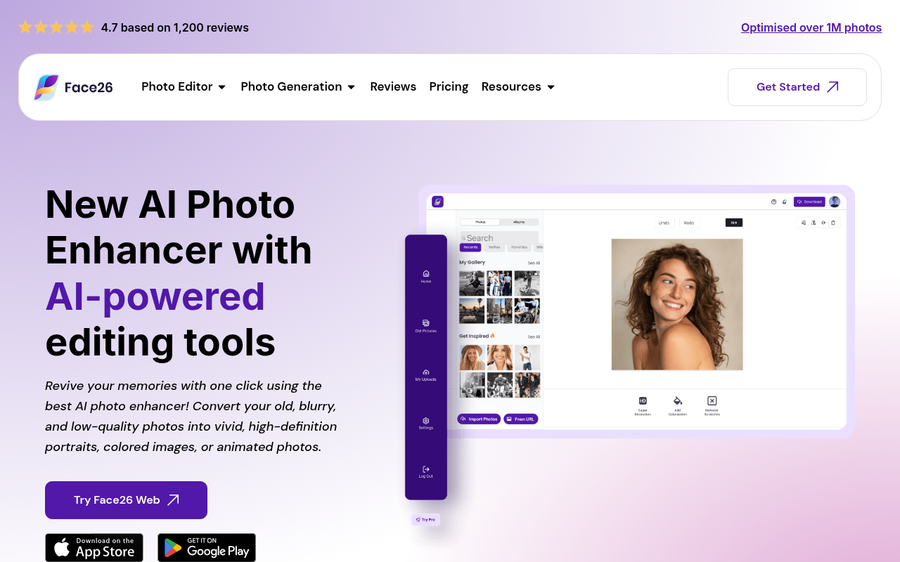 Screenshot of Face26: AI-Powered Photo Enhancement for Stunning Images