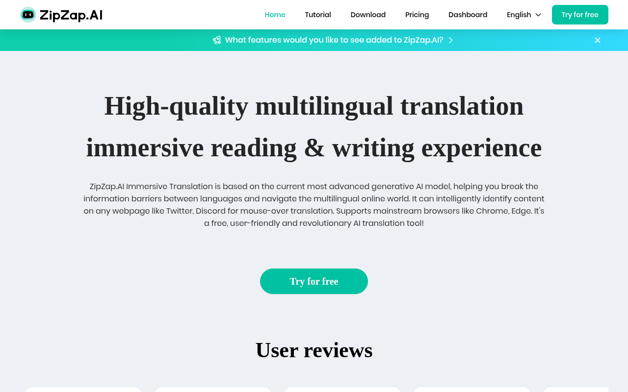 Screenshot of ZipZap.AI: Your Immersive AI-Powered Multilingual Translation Solution