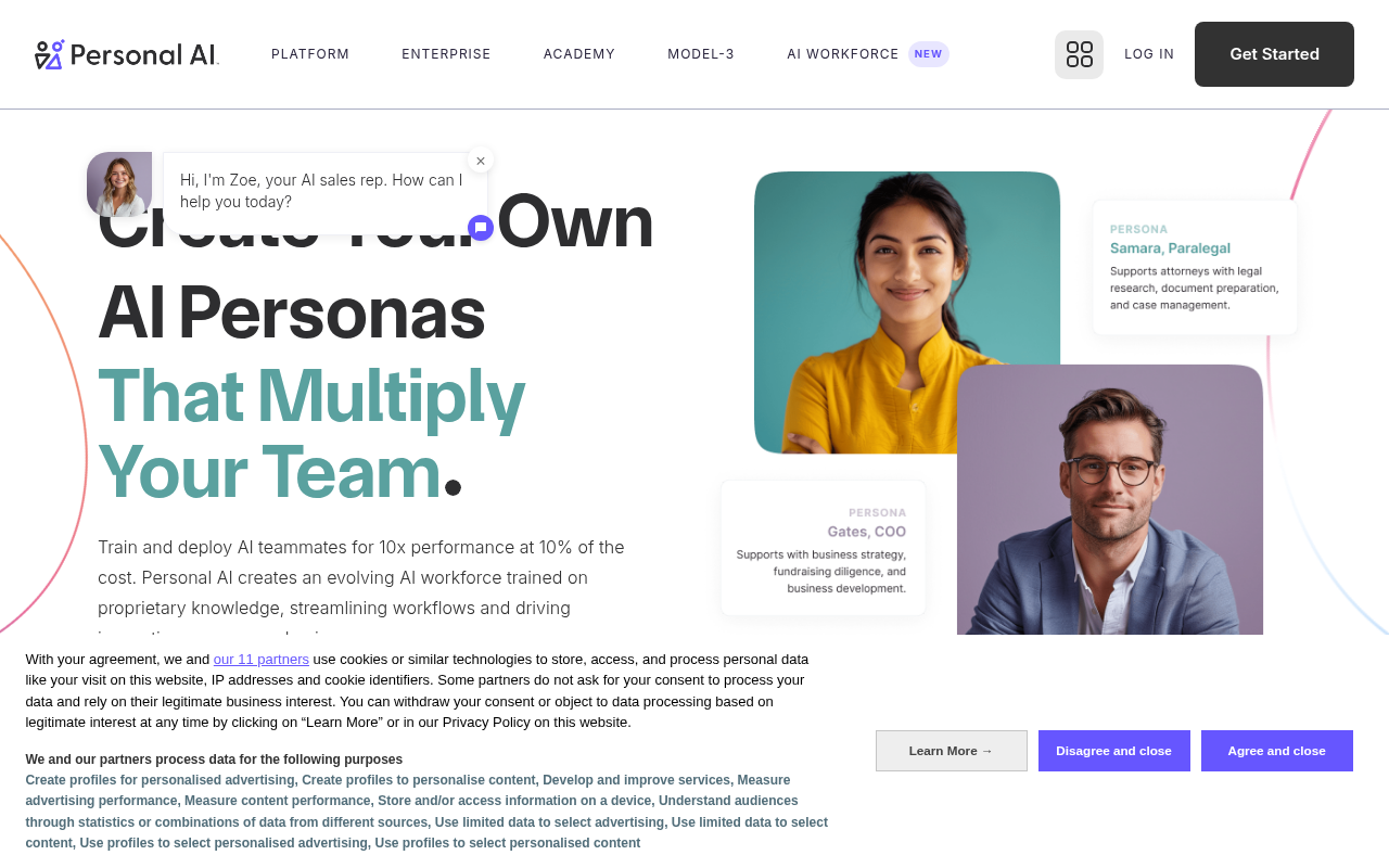Screenshot of Personal AI: Build Custom AI Assistants for Your Business