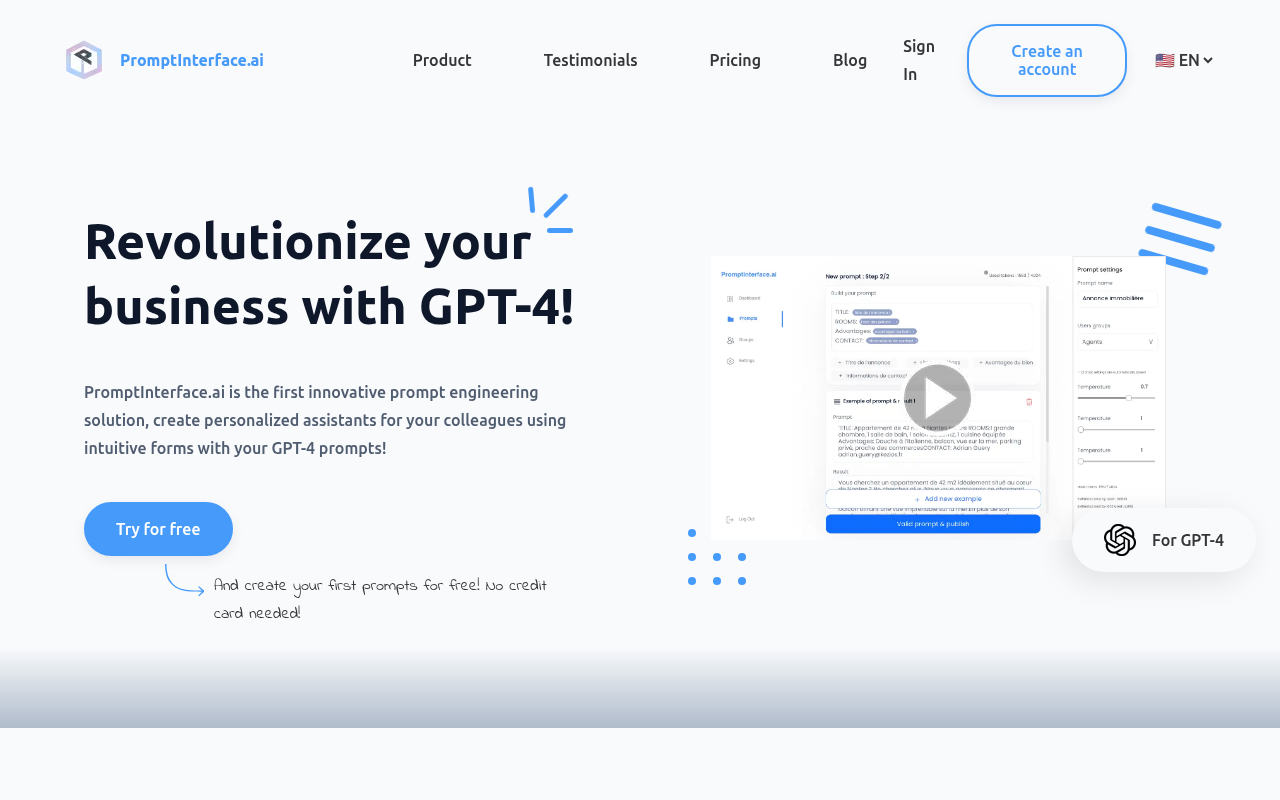 Screenshot of PromptInterface.ai: Your All-in-One AI Prompt Engineering Platform