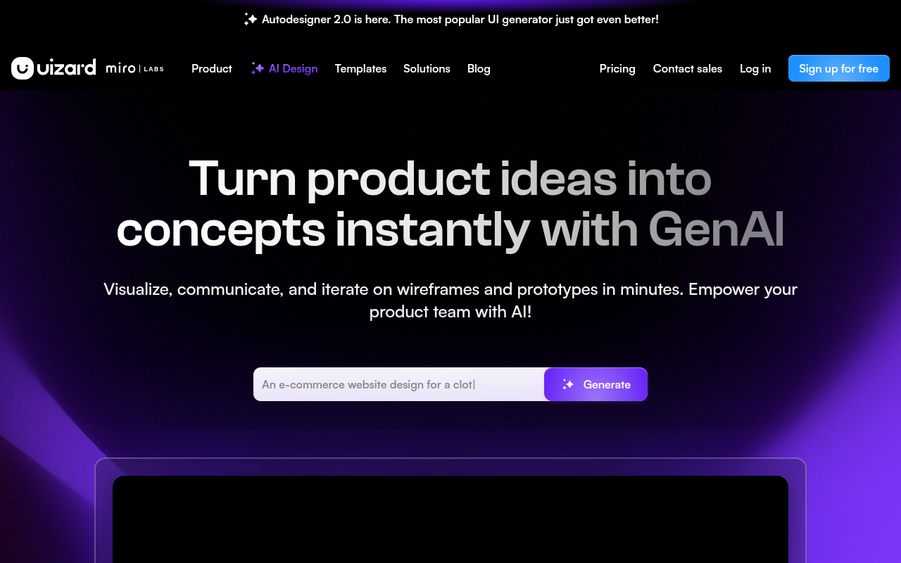 Screenshot of Uizard AI: Design Stunning UIs in Minutes