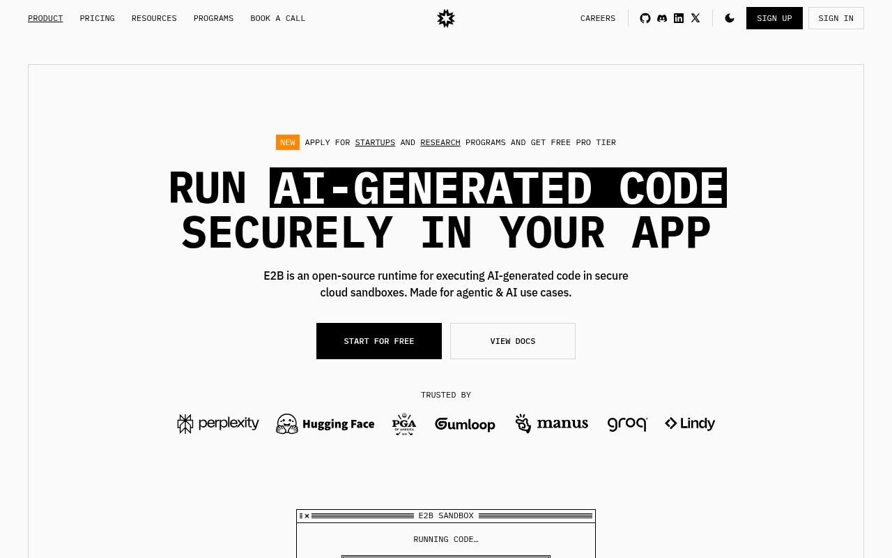 Screenshot of E2B: Supercharge Your AI with Open-Source Code Interpreting