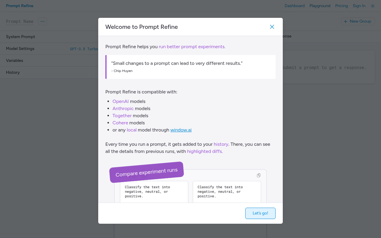 Screenshot of Prompt Refine: Master Your AI Prompts for Optimal Results