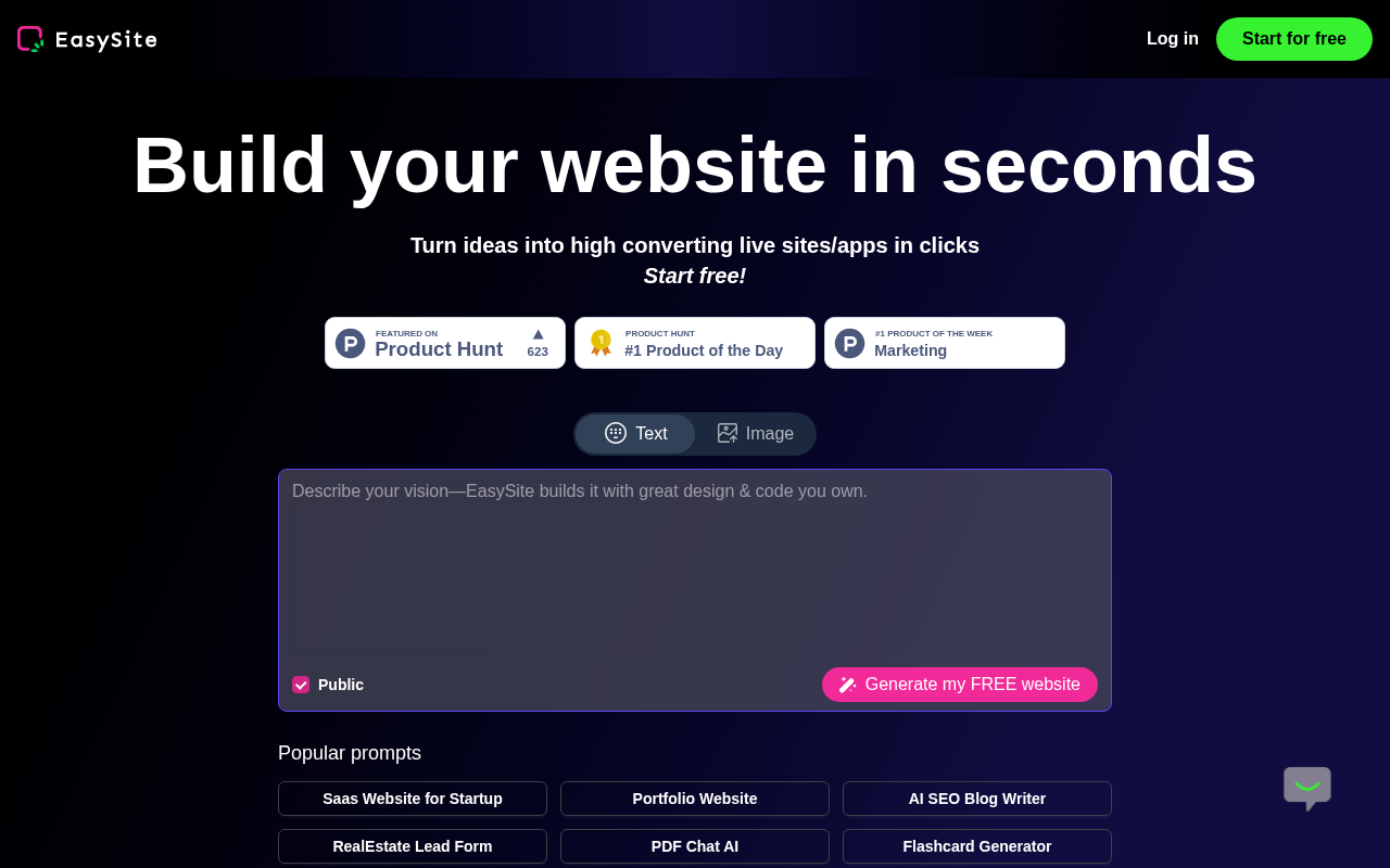 Screenshot of EasySite AI: The Fast & Easy AI Website Builder You Need