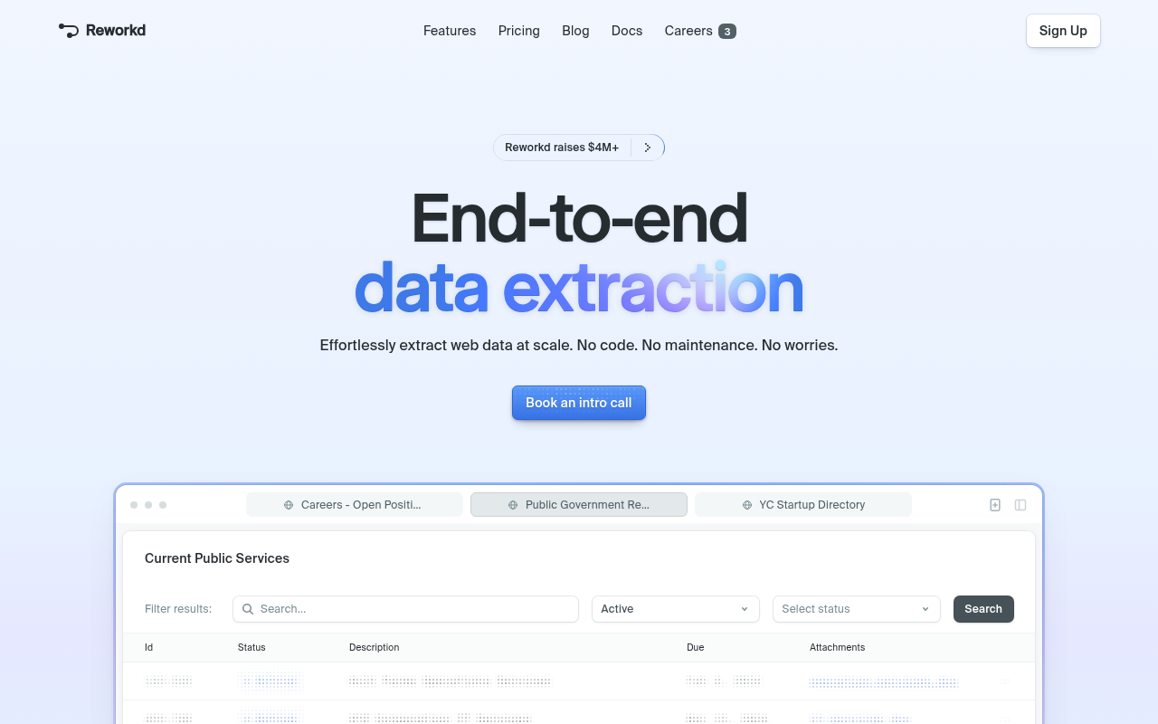 Screenshot of Reworkd AI: Your All-in-One Web Scraping Solution