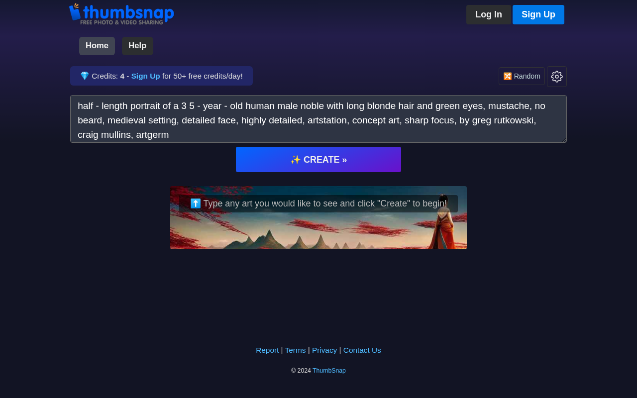 Screenshot of ThumbSnap AI Art Generator: Create Stunning Visuals for Free