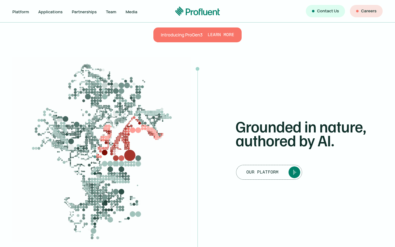 Screenshot of Profluent: AI-Powered Protein Design for a Healthier Future