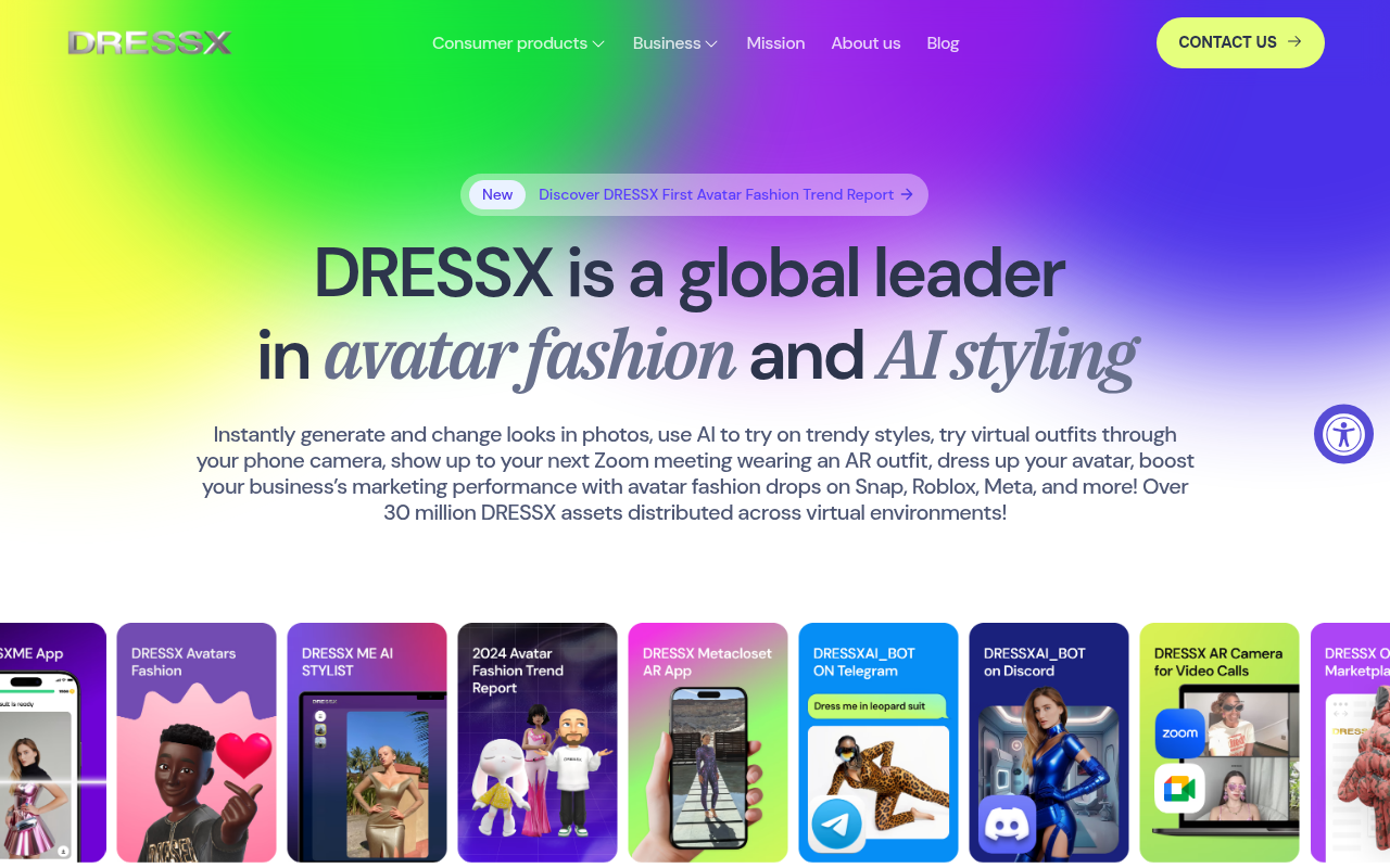 Screenshot of DRESSX: Your Gateway to Digital Fashion & AR Style