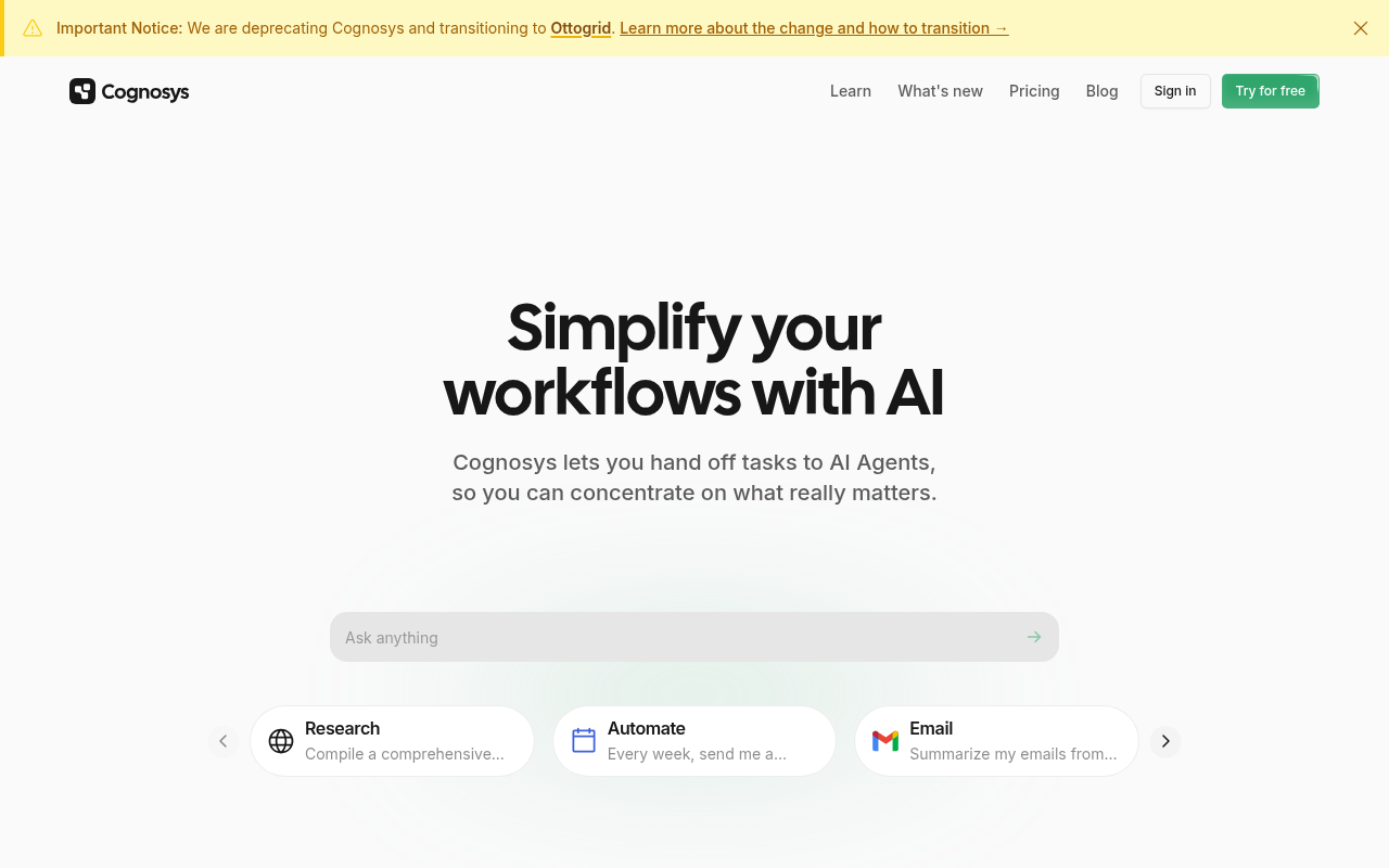 Screenshot of Cognosys AI: Simplify Tasks & Boost Productivity