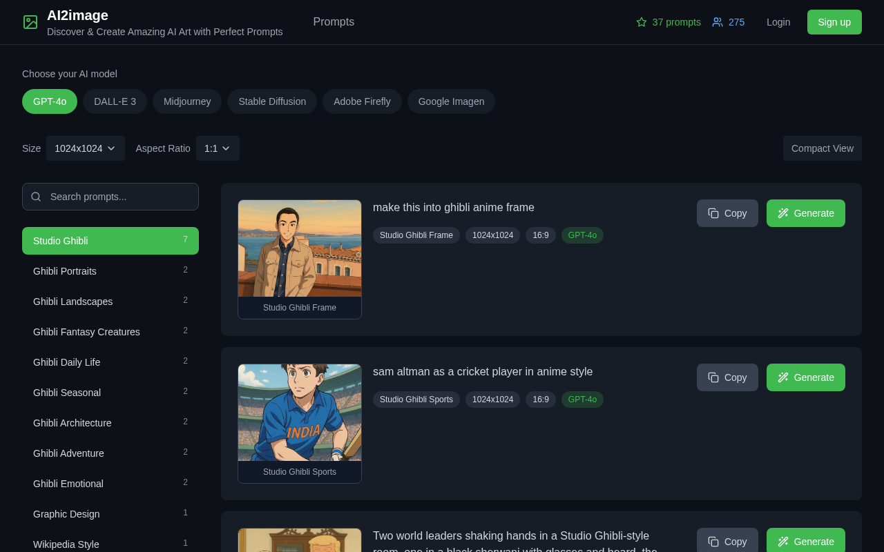 Screenshot of AI2image: Crafting Studio Ghibli-Style Art with AI