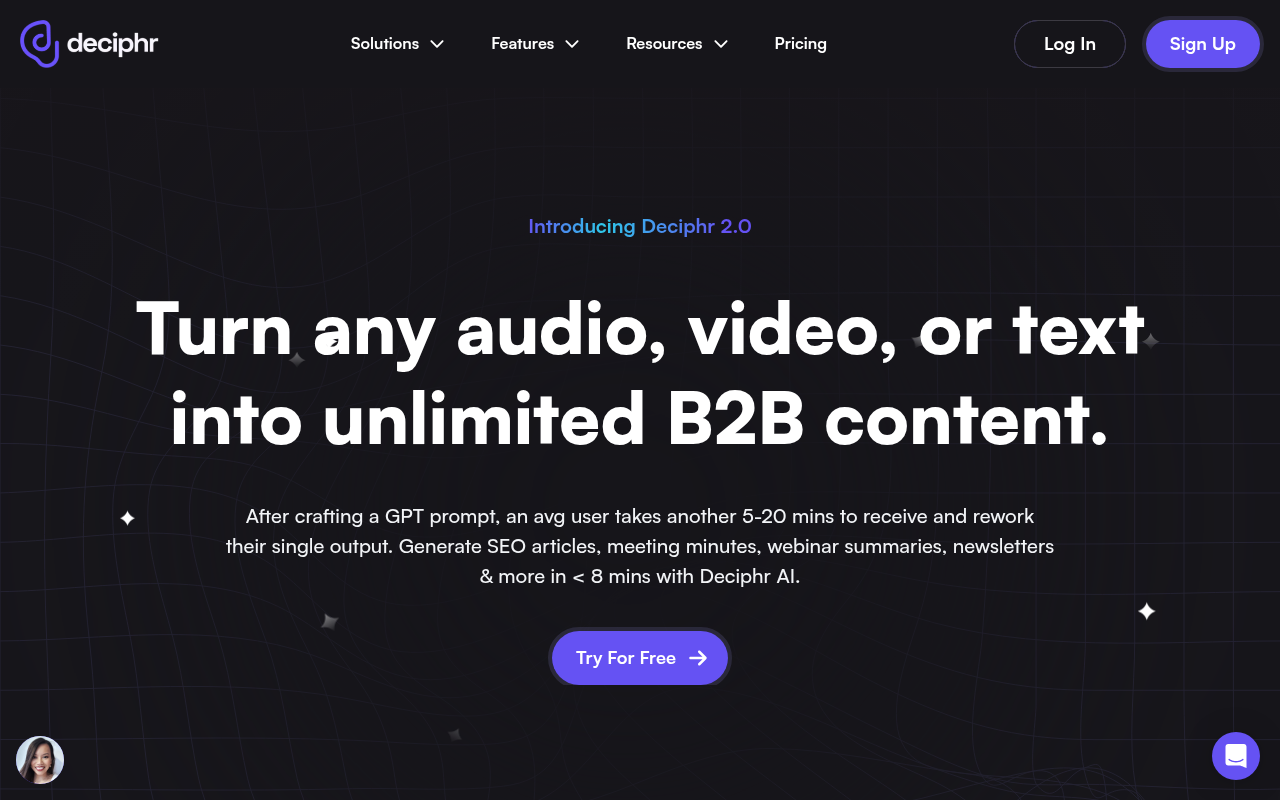Screenshot of Deciphr AI Review: Effortless Podcast Content Creation