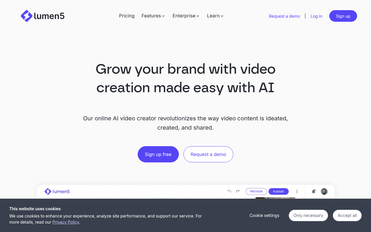 Screenshot of Lumen5: AI-Powered Video Creation for Everyone