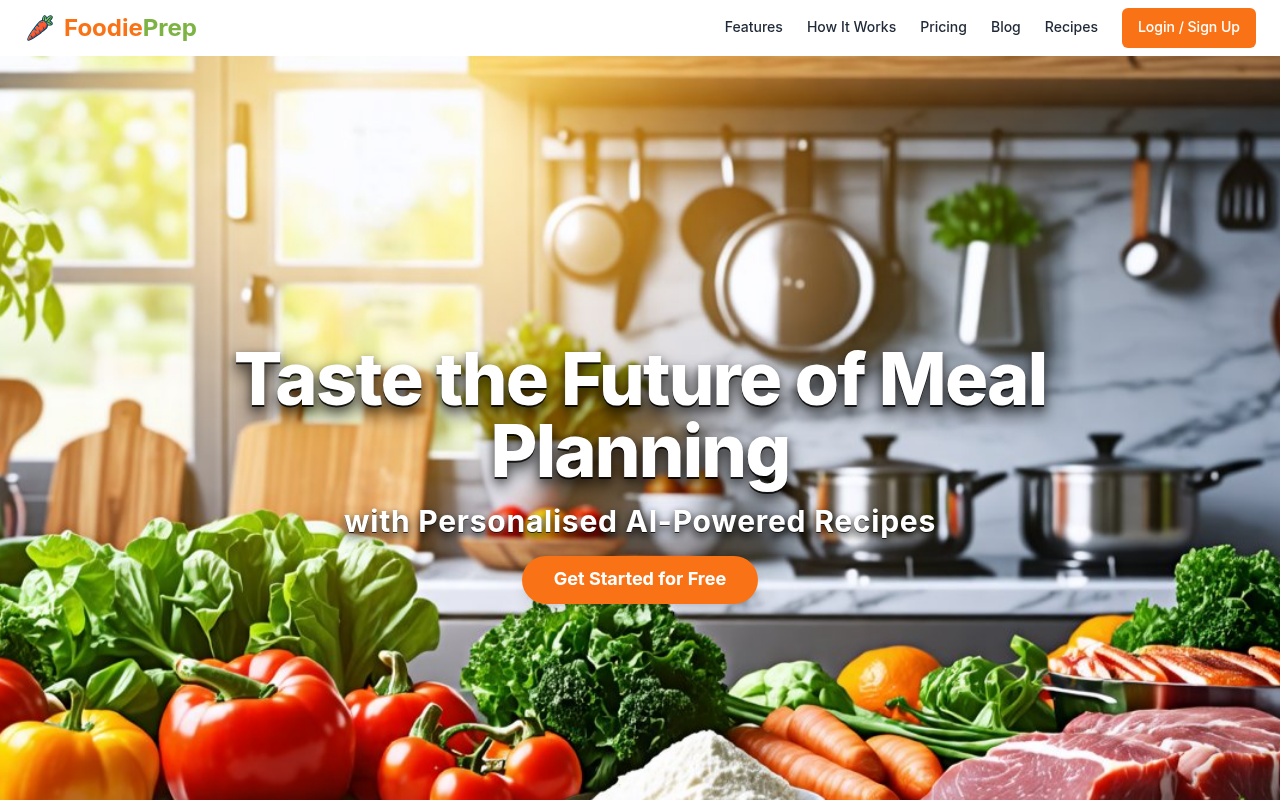 Screenshot of FoodiePrep: Your AI Meal Planning & Recipe Discovery Companion
