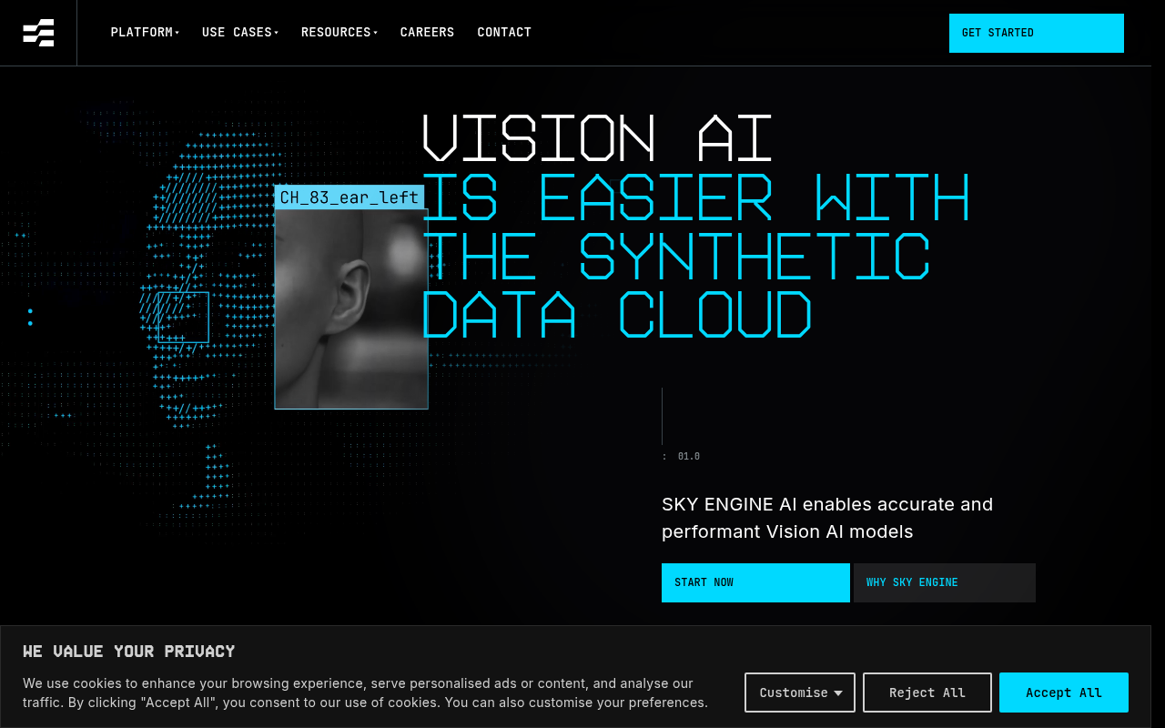 Screenshot of SKY ENGINE AI: Revolutionizing Computer Vision with Synthetic Data