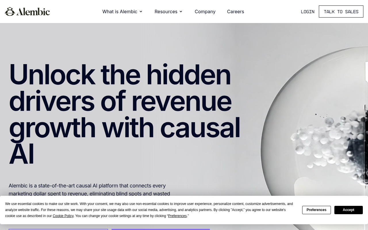 Screenshot of Alembic AI: Revolutionizing Marketing Analytics with Predictive Intelligence